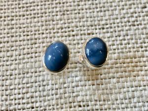 Opal - Blue - Sterling Silver Stud Earrings (Ref E13)