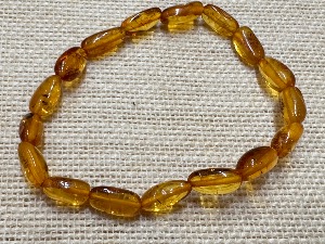 Amber - Elasticated Bracelet - Golden Amber 'Seed' Bead - ( Ref Selected)