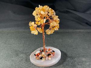 Citrine Crystal Tree with Agate Slice & Mixed Crystal Gems (REF:CTREE-C10)