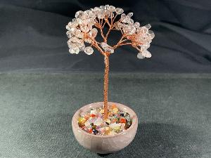 Quartz Crystal Tree in Ceramic Bowl with Mixed Crystal Gems (REF:CTREE-Q14)