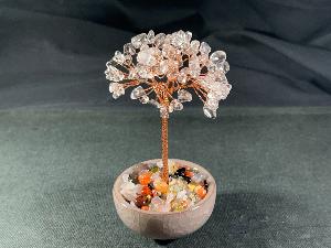 Quartz Crystal Tree in Ceramic Bowl with Mixed Crystal Gems (REF:CTREE-Q15)