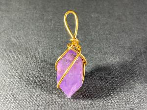 Polished Amethyst Hand Wired Pendant (REF:POLAM3)