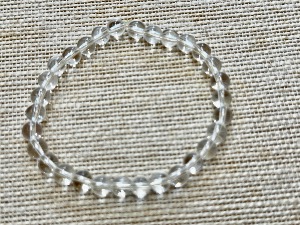 Quartz  (Rock Crystal) - 6mm Beads, 18cm (Small) Elasticated Bracelet (refSHMB122874)