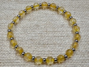 Citrine & Stainless Steel beads 19cm Elastic Bracelet  (ref. SHMB122969)