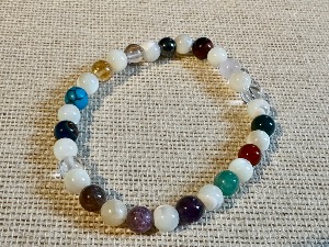 Mixed 6mm Beads with Mother of Pearl 6mm beads - 17cm (Very Small) Elasticated Bracelet (SHMB2726)