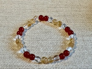 Agate - Red Agate - Quartz - Citrine 6mm Beads - 17cm (Very Small) Elasticated Bracelet (SHMB2722)