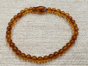 Amber - Elasticated Bracelet - 4mm Golden Amber Bead - ( Ref Selected)