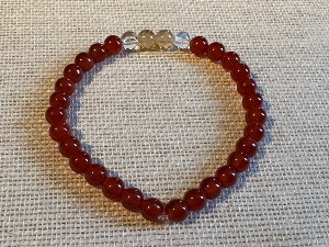 Agate - Red Agate with Quartz & Citrine- Elasticated 19cm Bracelet (SHMB2717) 